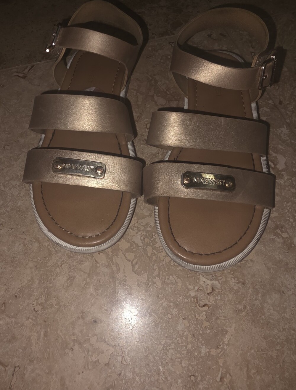 Nine West Girls Bronze Metallic Strappy Sandals Size 10